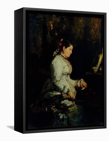 Woman at a Grand Piano, 1880-Ilya Yefimovich Repin-Framed Stretched Canvas