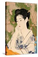 Woman at a Hot Spring Hotel. Date/Period: 1920. Woodblock print. Width: 26.4 cm. Height: 44.8 cm...-Goyo Hashiguchi-Stretched Canvas