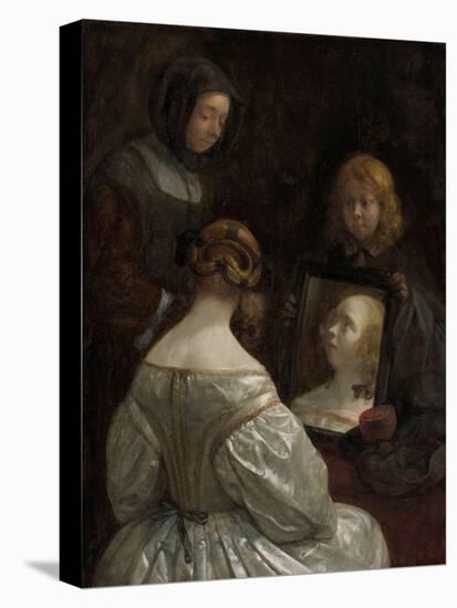 Woman at a Mirror, c. 1652-Gerard ter Borch or Terborch-Stretched Canvas