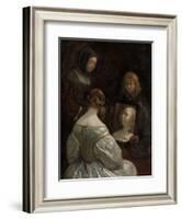 Woman at a Mirror, c. 1652-Gerard ter Borch or Terborch-Framed Giclee Print