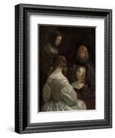 Woman at a Mirror, c. 1652-Gerard ter Borch or Terborch-Framed Giclee Print