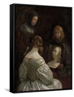Woman at a Mirror, c. 1652-Gerard ter Borch or Terborch-Framed Stretched Canvas