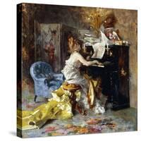 Woman at a Piano-Giovanni Boldini-Stretched Canvas