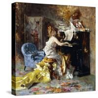 Woman at a Piano-Giovanni Boldini-Stretched Canvas