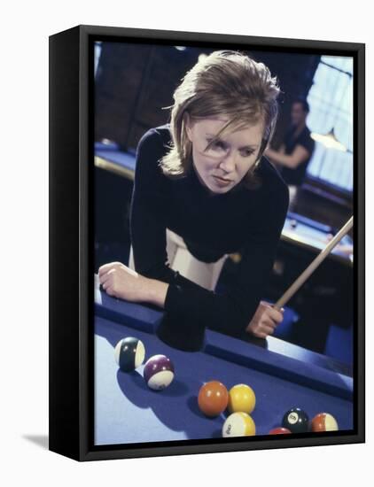 Woman at a Pool Table-null-Framed Stretched Canvas