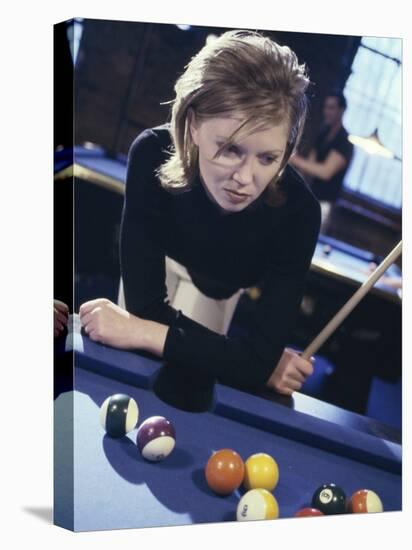 Woman at a Pool Table-null-Stretched Canvas