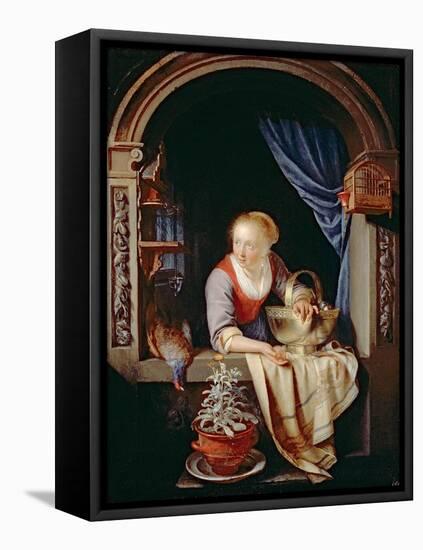 Woman at a Window, 1663-Gerrit or Gerard Dou-Framed Stretched Canvas