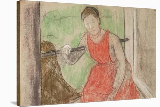 Woman at a Window-Edgar Degas-Stretched Canvas