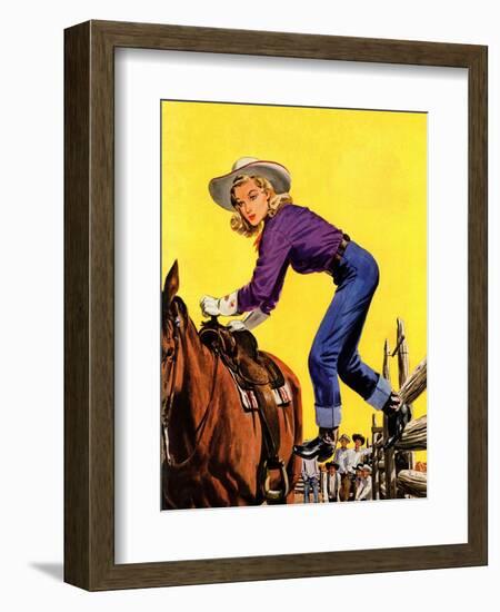 "Woman at Dude Rance," June 20, 1942-Fred Ludekens-Framed Giclee Print