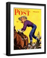 "Woman at Dude Rance," Saturday Evening Post Cover, June 20, 1942-Fred Ludekens-Framed Giclee Print