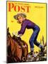 "Woman at Dude Rance," Saturday Evening Post Cover, June 20, 1942-Fred Ludekens-Mounted Giclee Print