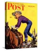"Woman at Dude Rance," Saturday Evening Post Cover, June 20, 1942-Fred Ludekens-Stretched Canvas