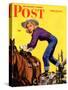 "Woman at Dude Rance," Saturday Evening Post Cover, June 20, 1942-Fred Ludekens-Stretched Canvas