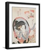 Woman at her Mirror, published c.1830-Kikugawa Toshinobu Eizan-Framed Giclee Print