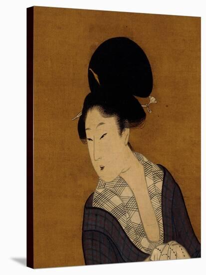 Woman at Her Morning Toilette, a Hanging Scroll Painting-Kitagawa Utamaro-Stretched Canvas