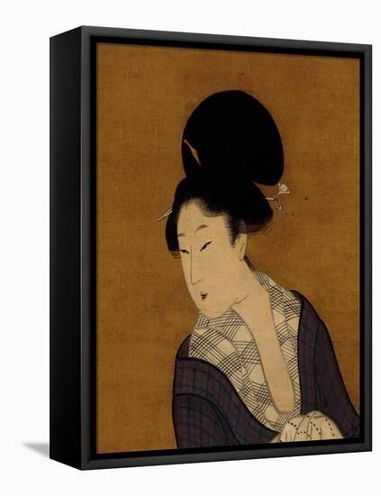 Woman at Her Morning Toilette, a Hanging Scroll Painting-Kitagawa Utamaro-Framed Stretched Canvas