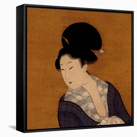 Woman at Her Morning Toilette, a Hanging Scroll Painting-Kitagawa Utamaro-Framed Stretched Canvas