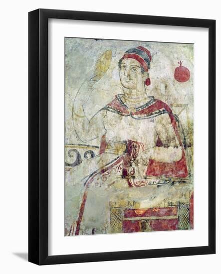 Woman at Her Toilet, Detail from a Funerary Scene, Samnite Period, 5th-4th Century BC-Etruscan-Framed Giclee Print