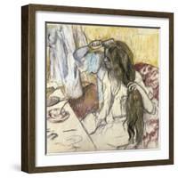 Woman at Her Toilet-Edgar Degas-Framed Art Print