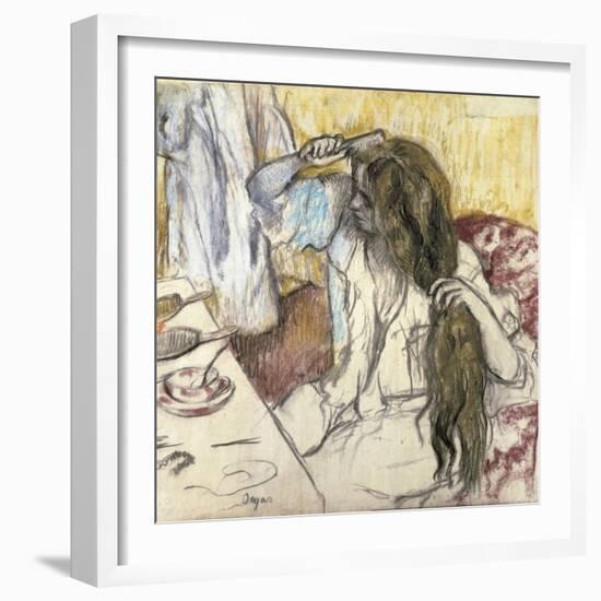 Woman at Her Toilet-Edgar Degas-Framed Art Print