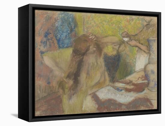 Woman at her Toilet-Edgar Degas-Framed Stretched Canvas