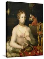Woman at Her Toilette, 1585-95-Francois Bunel-Stretched Canvas