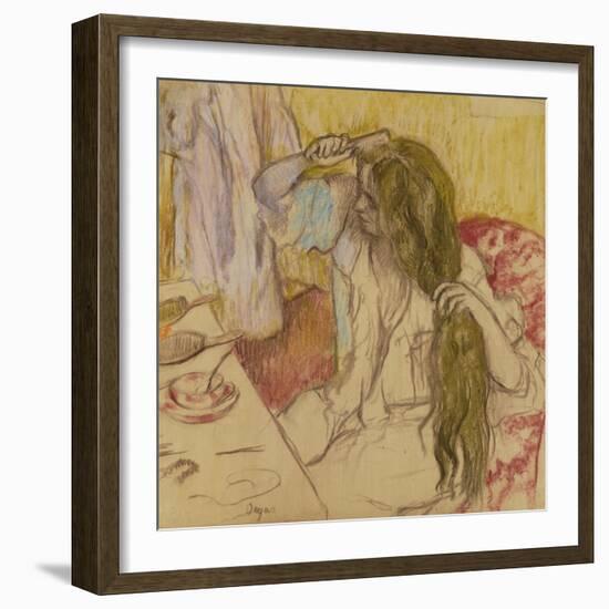 Woman at Her Toilette, C.1885-Edgar Degas-Framed Giclee Print