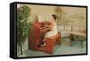 Woman at Home Organ-null-Framed Stretched Canvas