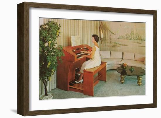 Woman at Home Organ-null-Framed Art Print