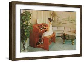 Woman at Home Organ-null-Framed Art Print