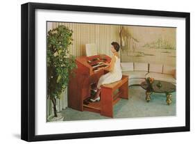 Woman at Home Organ-null-Framed Art Print