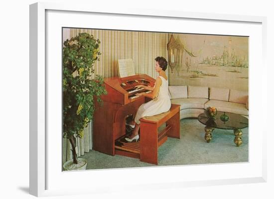 Woman at Home Organ-null-Framed Art Print