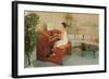 Woman at Home Organ-null-Framed Art Print