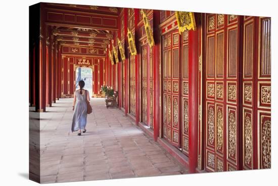 Woman at Imperial Palace in Citadel, Hue, Thua Thien-Hue, Vietnam, Indochina, Southeast Asia, Asia-Ian Trower-Stretched Canvas