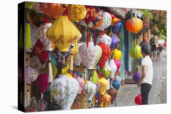 Woman at Lantern Shop, Hoi An, Quang Nam, Vietnam, Indochina, Southeast Asia, Asia-Ian Trower-Stretched Canvas