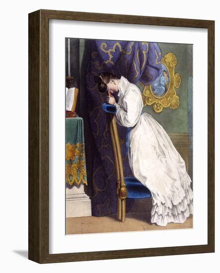 Woman at Prie-Dieu C1850-null-Framed Art Print