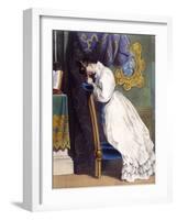 Woman at Prie-Dieu C1850-null-Framed Art Print