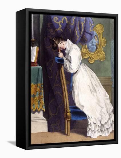 Woman at Prie-Dieu C1850-null-Framed Stretched Canvas