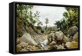 Woman at Stream-Francesco Vinea-Framed Stretched Canvas