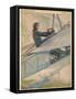 Woman at the Controls of an Early Aeroplane-null-Framed Stretched Canvas