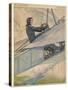 Woman at the Controls of an Early Aeroplane-null-Stretched Canvas