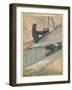 Woman at the Controls of an Early Aeroplane-null-Framed Art Print