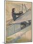 Woman at the Controls of an Early Aeroplane-null-Mounted Art Print