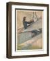 Woman at the Controls of an Early Aeroplane-null-Framed Art Print