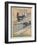 Woman at the Controls of an Early Aeroplane-null-Framed Art Print