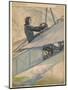 Woman at the Controls of an Early Aeroplane-null-Mounted Art Print