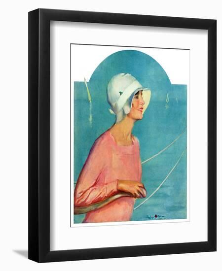 "Woman at the Rudder,"August 17, 1929-Penrhyn Stanlaws-Framed Premium Giclee Print