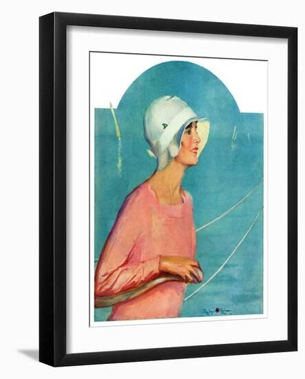 "Woman at the Rudder,"August 17, 1929-Penrhyn Stanlaws-Framed Giclee Print