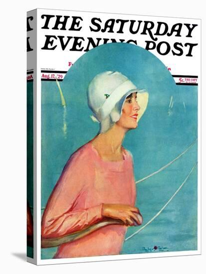 "Woman at the Rudder," Saturday Evening Post Cover, August 17, 1929-Penrhyn Stanlaws-Stretched Canvas