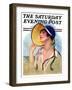 "Woman at the Shore," Saturday Evening Post Cover, August 20, 1927-Bradshaw Crandall-Framed Premium Giclee Print